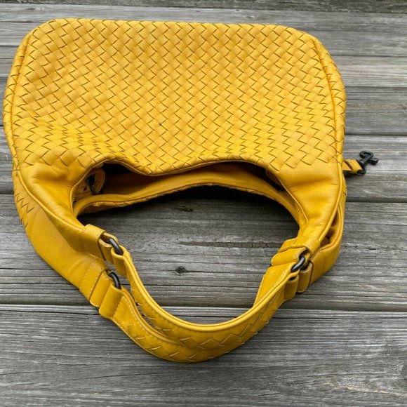 Bottega Veneta Women Shoulder Bag Yellow Intrecciato Leather Hobo Made in Italy - Picture 6 of 12